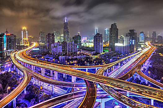 道路,人民广场,背景,夜晚,上海,中国