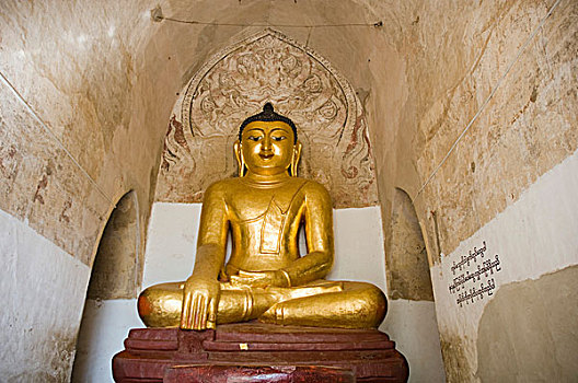 佛,雕塑,庙宇,老,蒲甘,异教,缅甸,亚洲