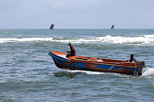 玻璃纤维,捕鱼,岸边,斯里兰卡,七月,2007年
