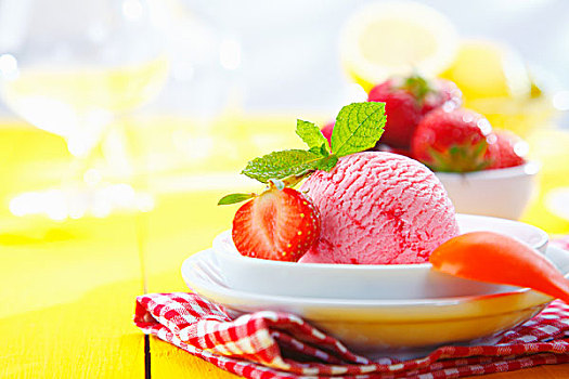 热带,草莓,冰激凌