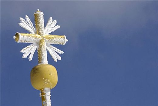 冬天,白霜,雪,十字架,上面
