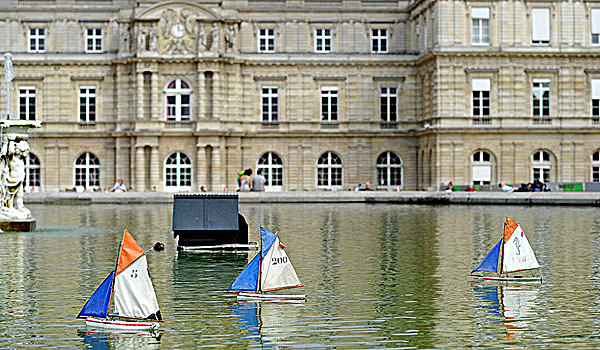 微型,帆船,正面,卢森堡,宫殿,花园,巴黎,法国,欧洲