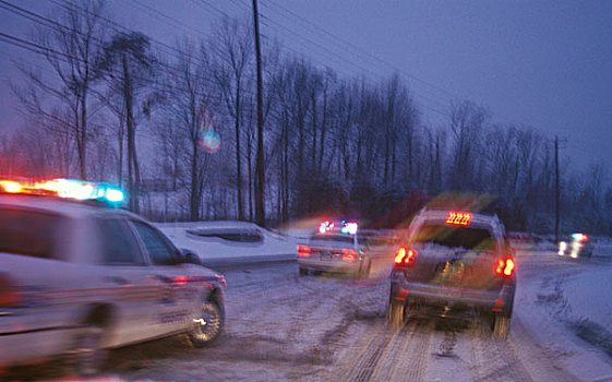 光滑,道路,雪,风暴