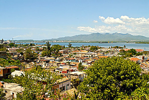 风景,上方,圣地亚哥,古巴,加勒比