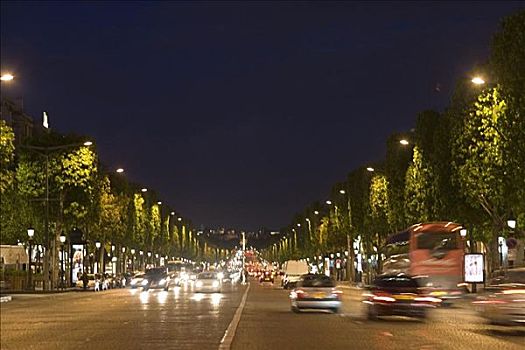 交通,道路,夜晚,巴黎,法国