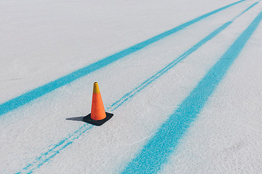 交通路锥,蓝色,涂绘,标记,赛道,盐滩