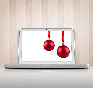 白色,笔记本电脑,红色,球,假日,概念