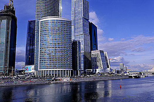 俄罗斯,莫斯科,现代主义,市中心,未来,商务区,河,前景