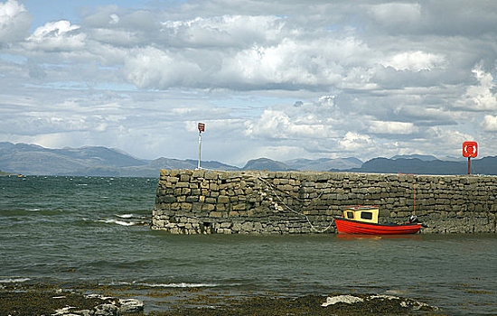 苏格兰,高地,小,停泊,港口,墙壁,斯凯岛