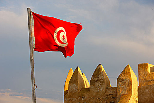 突尼斯,旗帜,港口,要塞,老城,麦地那,哈马麦特,北非