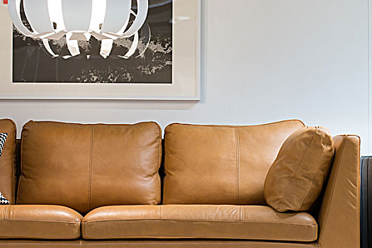 棕色的现代皮沙发