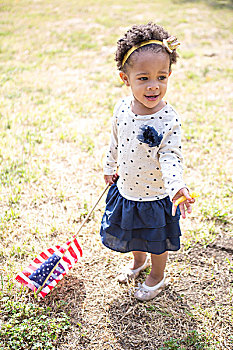 幼儿,美国国旗,公园