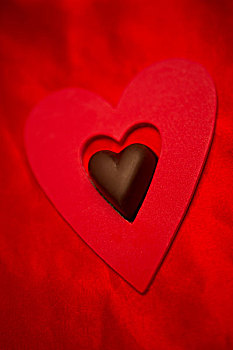 巧克力,爱心,红色,纸,心形,丝绸