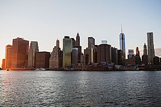 风景,曼哈顿,黄昏,布鲁克林,纽约,美国