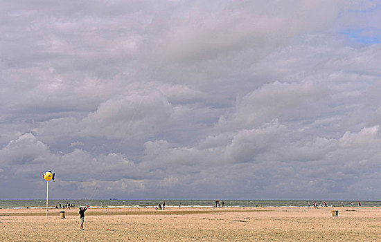 法国,法国北部,下诺曼底,海边,海滩,风暴,沙子
