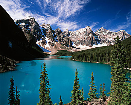 加拿大,艾伯塔省,班芙国家公园,反射,冰碛湖,大幅,尺寸