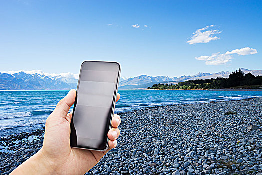 手机,空,海滩