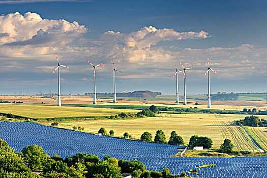 替代能源,风能,车站,太阳能,农场,萨克森安哈尔特,德国