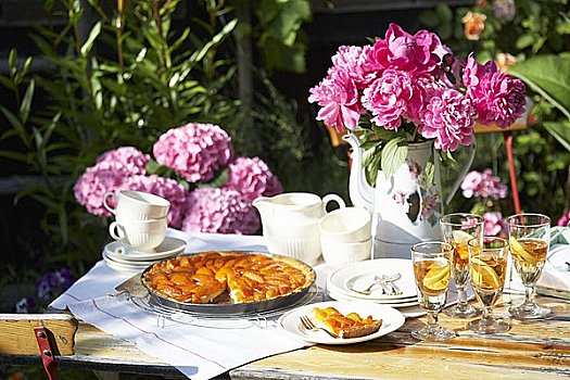 杏,点心,牡丹,花园桌