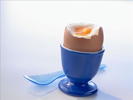 半熟,蛋,蓝色,蛋杯