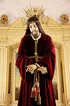 系,耶稣,队列,雕塑,教堂,桑卢卡尔-德巴拉梅达,西班牙