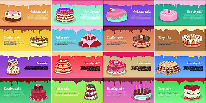 收集,巧克力蛋糕,贺卡,美味,蛋糕,奢华,节日蛋糕,美好,生日蛋糕,旗帜,矢量