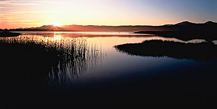 泻湖,日落,南非