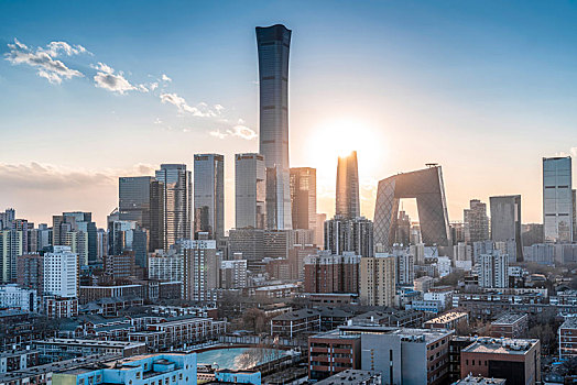 北京国贸天际线日落