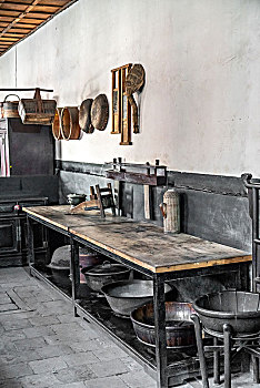 中国山西省乔家大院古时候的厨房