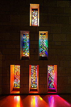 彩色玻璃窗,大教堂,报喜,拿撒勒,加利利地区,以色列,中东