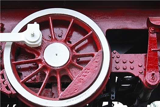特写,旧式,蒸汽机,列车,轮子