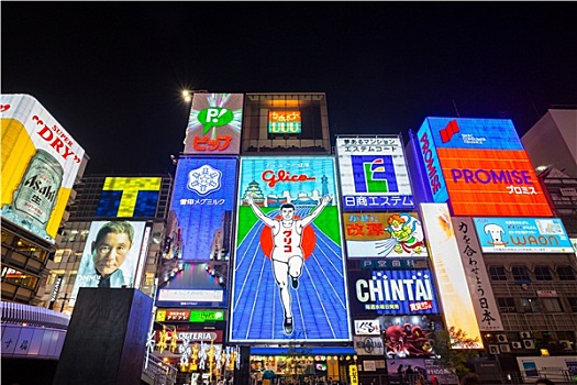 夜晚,大阪,日本