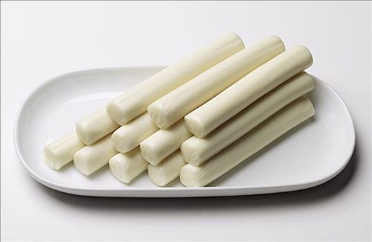 马苏里拉奶酪,棍,白色,盘子