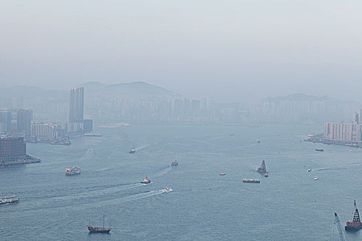 航拍,船,城市,港口