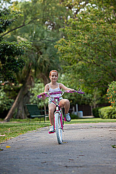 女孩,骑,自行车,公园