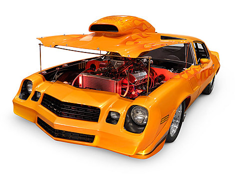 风情,橙色,大马力跑车,暴露,引擎