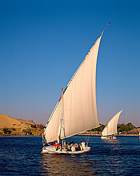 埃及,阿斯旺,尼罗河,三桅小帆船,航行