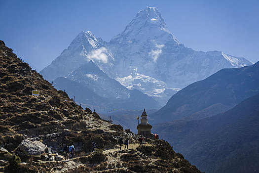 远足,山,尼泊尔