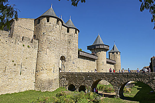 桥,城寨,卡尔卡松尼,法国