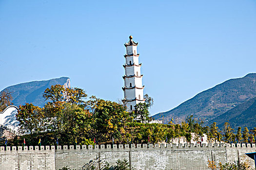 长江三峡奉节古城鱼复塔