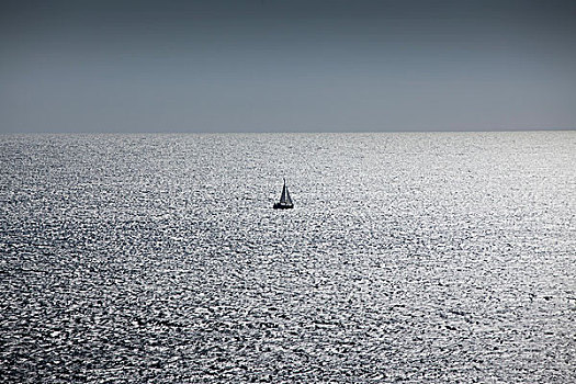 孤单,帆船,海上