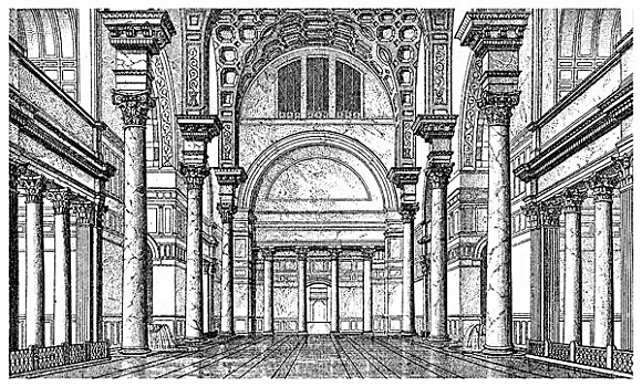 历史,温泉浴场,古老,罗马,意大利,三世纪