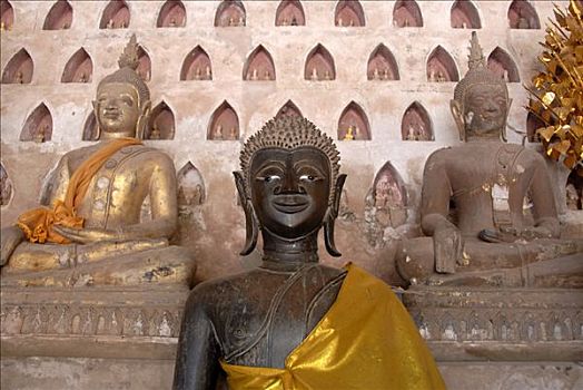 青铜,粘土,佛像,施沙格庙,万象,老挝,东南亚