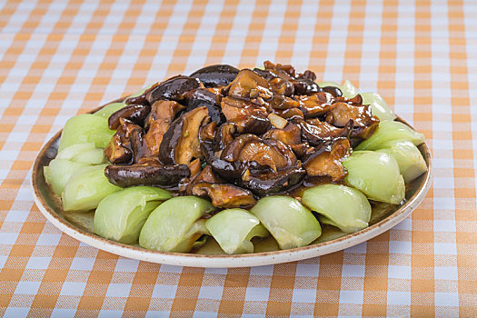 中式家常菜肴香菇扒油菜