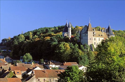 法国,勃艮第,乡村,城堡