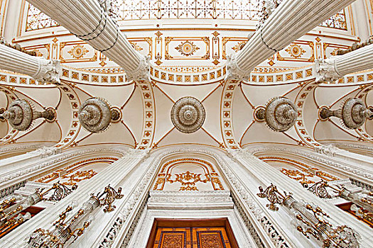 天花板,柱子,一个,房间,宫殿,议会,布加勒斯特,罗马尼亚