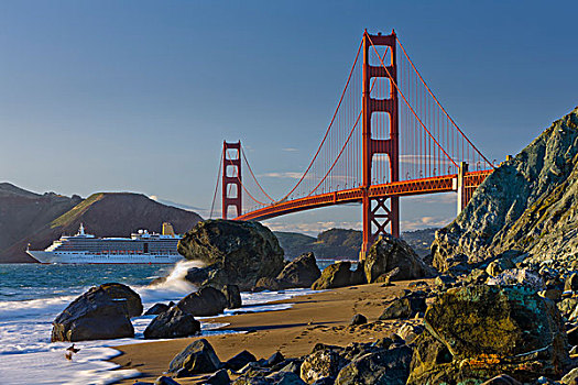 桥,湾,金门大桥,旧金山湾,旧金山,加利福尼亚,美国