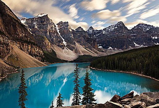 风景,冰碛湖,班芙国家公园,艾伯塔省,加拿大
