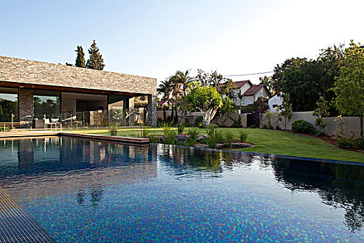游泳池,花园,房子,以色列,中东