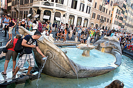 喷泉,西班牙广场,罗马,意大利,欧洲